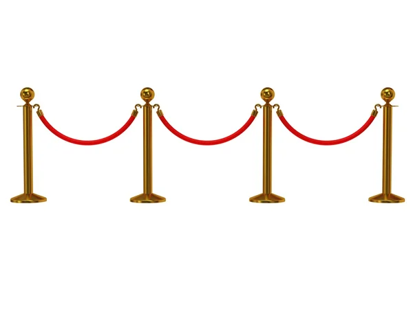 Золотий мотузковий бар'єр над білим — стокове фото
