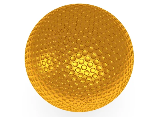 Bola de golfe dourada isolada em branco. Renderização 3d . — Fotografia de Stock