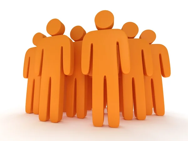 Group of stylized orange people stand on white — Stock Photo, Image