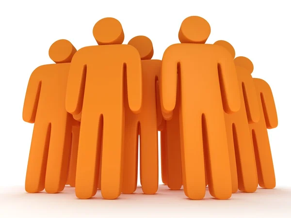 Gruppe stilisierter orangefarbener Menschen steht auf weiß — Stockfoto
