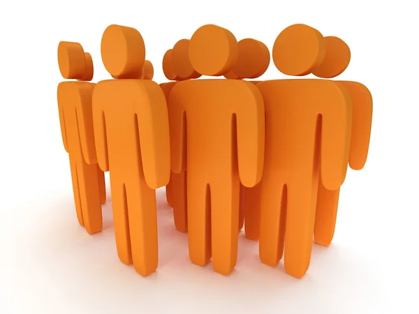 Group of stylized orange people stand on white — Stock Photo, Image