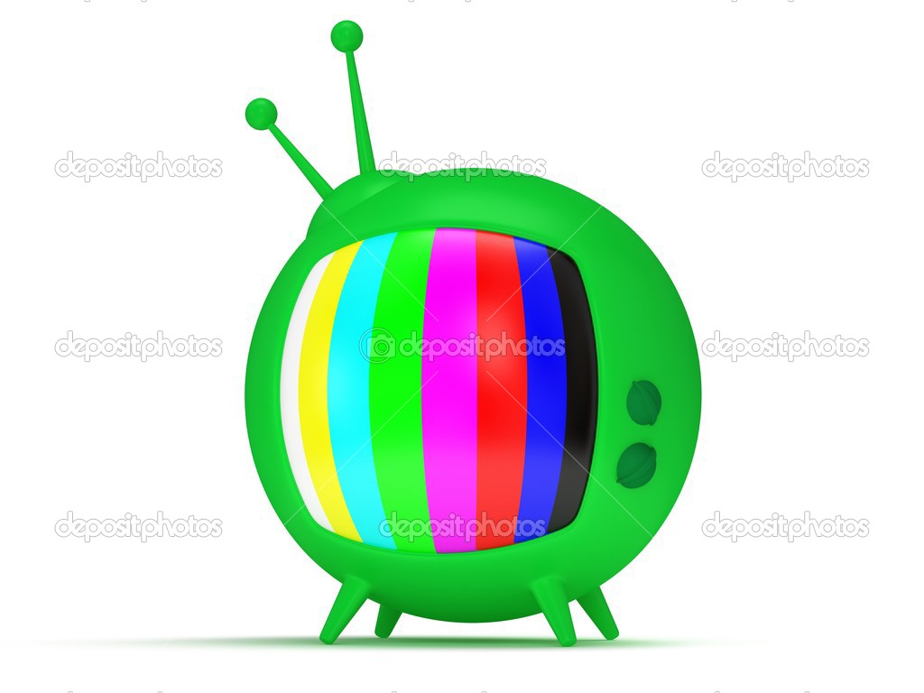 Divertido televisor con antena. 3D render. Aislado . fotograf a