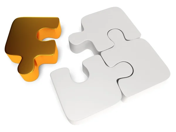 3D Weiß-Gold Puzzle auf Weiß — Stockfoto