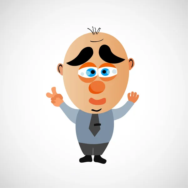 Cartoon businessman with a big bald head. Vector. — Stock Vector