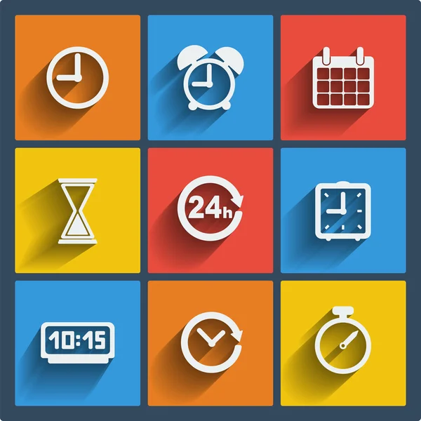 Set of 9 time web and mobile icons. Vector. — Stock Vector