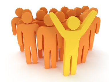 Grup teamleader ile stilize turuncu insan