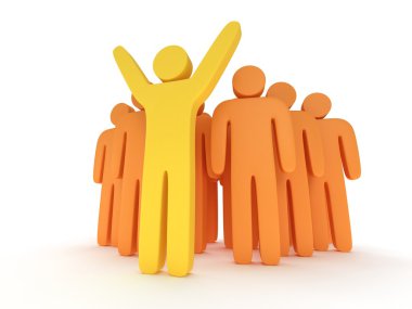 Grup teamleader ile stilize turuncu insan