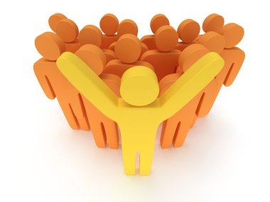 Grup teamleader ile stilize turuncu insan
