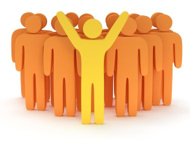 Grup teamleader ile stilize turuncu insan