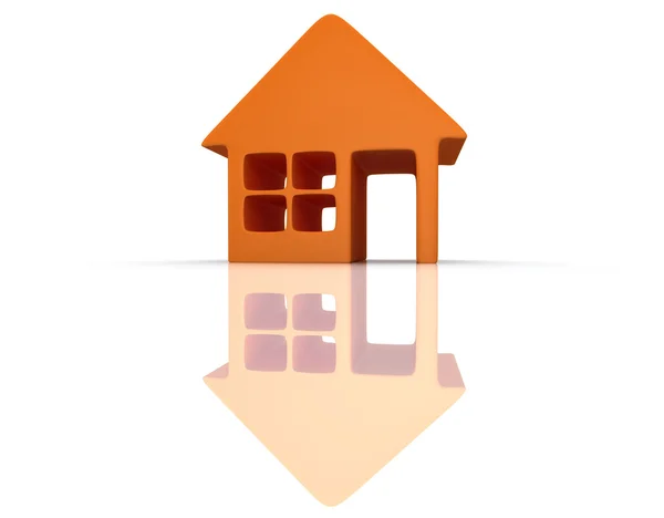 Casa naranja con reflejo. 3d renderizar . — Foto de Stock