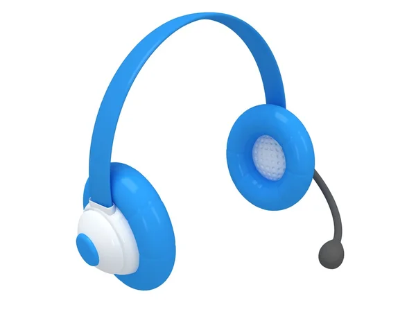 Ansicht eines blauen Headsets. 3D-Darstellung. — Stockfoto