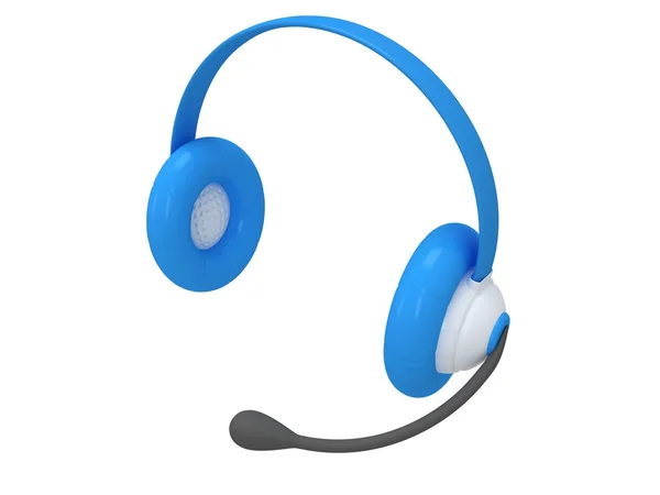 View of one blue headset. 3d render. — Stock Photo, Image