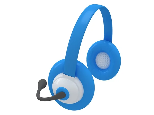 Weergave van een blauwe hoofdtelefoon. 3D render. — Stockfoto