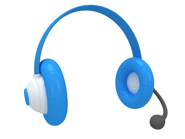Vista de um fone de ouvido azul. Renderização 3d . — Fotografia de Stock