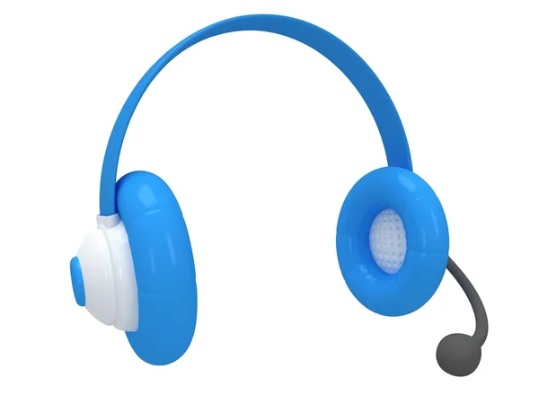 Ansicht eines blauen Headsets. 3D-Darstellung. — Stockfoto