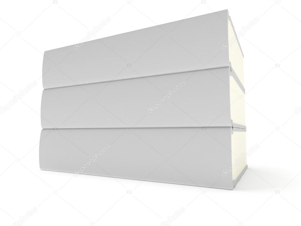 3D blank books cover over white background