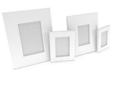 boş boş resim çerçeveleri beyaz. 3D render.