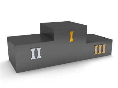 Spor kazanan podyum üzerinde beyaz izole. 3D render