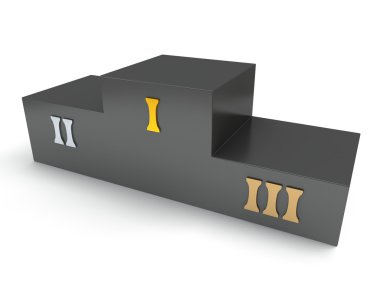 Spor kazanan podyum üzerinde beyaz izole. 3D render