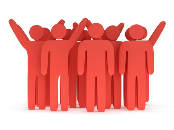 Gruppe af stiliserede røde mennesker står på hvid - Stock-foto