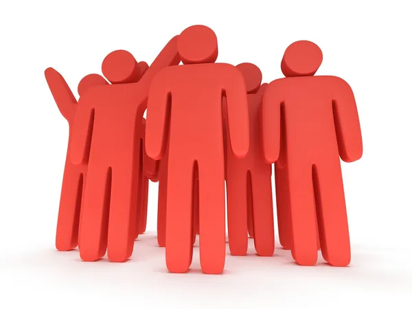 Group of stylized red people stand on white — Stock Photo, Image