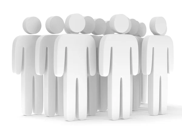 Gruppo di persone bianche stilizzate in piedi sul bianco — Foto Stock