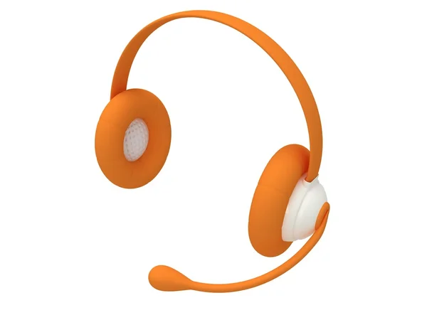 Ansicht eines orangefarbenen Headsets. 3D-Darstellung. — Stockfoto