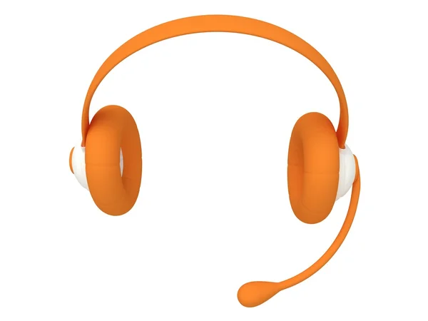 Ansicht eines orangefarbenen Headsets. 3D-Darstellung. — Stockfoto