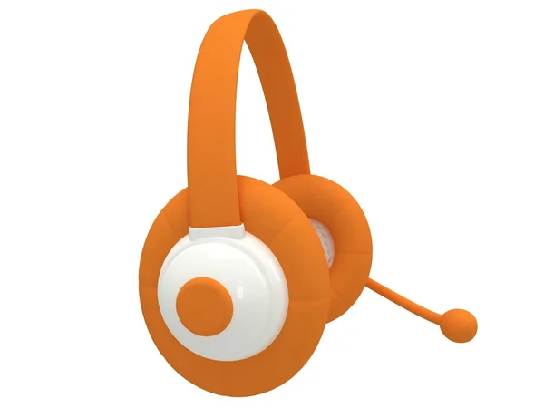 Ansicht eines orangefarbenen Headsets. 3D-Darstellung. — Stockfoto