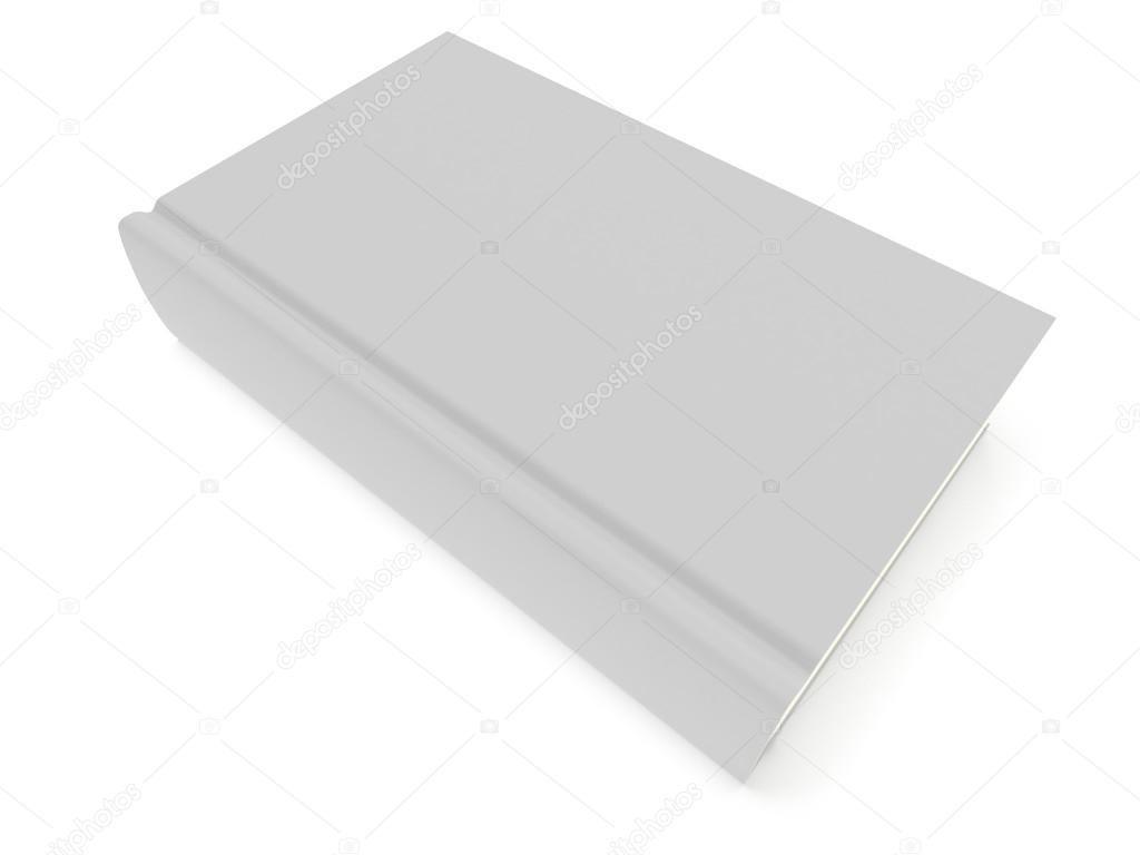 3D blank book cover over white background