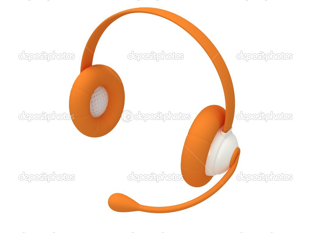 View of one orange headset. 3d render.