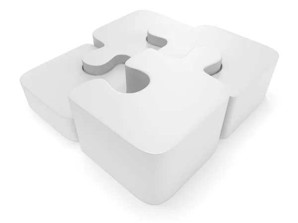 3D-witte lege puzzel geïsoleerd — Stockfoto