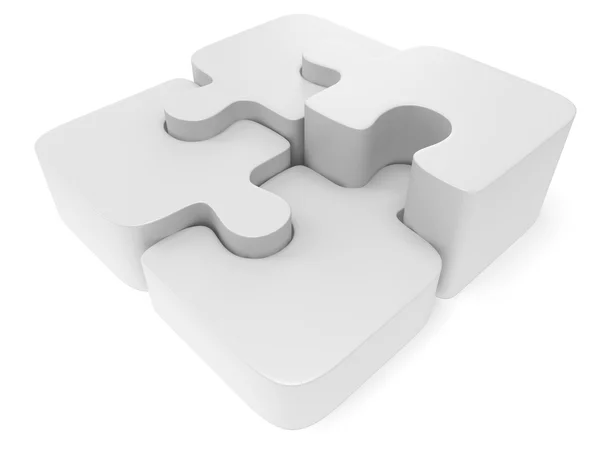 3d white blank puzzle isolated — Stock Photo, Image