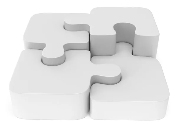 3d white blank puzzle isolated — Stock Photo, Image