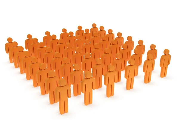 Groupe de personnes oranges stylisées debout sur blanc — Photo