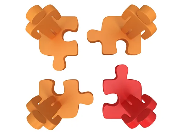 3d puzzle and people on white — Stock Photo, Image