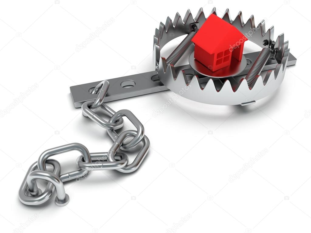 Metal animal trap with home isolated on white