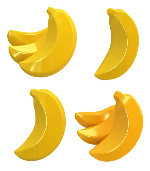 3D Bananas isolated over white background — Stock Photo, Image