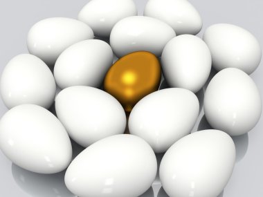 Beyaz yumurta arasında benzersiz altın yumurta