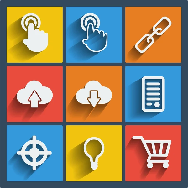 Set von 9 seo web und mobile Icons. Vektor. — Stockvektor