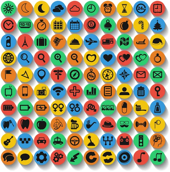 Set of 100 web and mobile icons. Vector. — Stock Vector