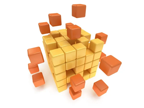 Cubes block. Assembling concept. On white. — Stock Photo, Image