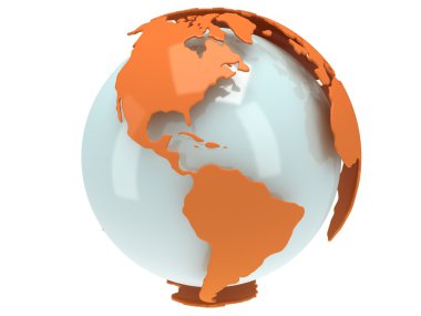 dünya gezegen dünya. 3D render. Amerika görünümü.