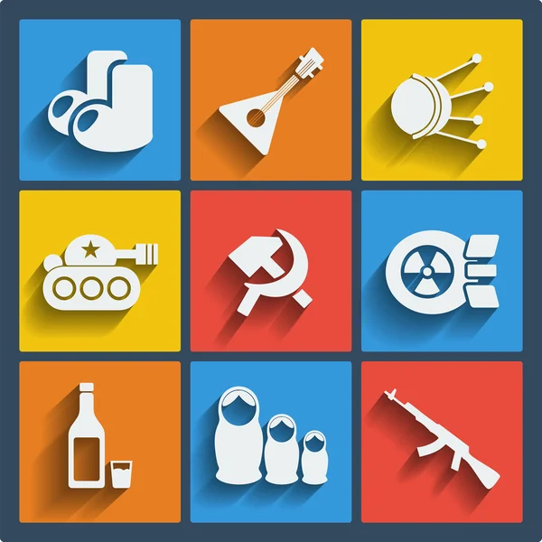 Set of 9 russia web and mobile icons. Vector. — Stock Vector