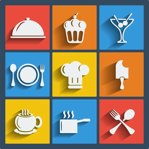 Set of 9 food web and mobile icons. Vector. — Stock Vector