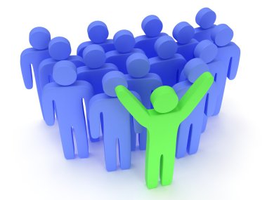 Grup teamleader ile stilize mavi insan