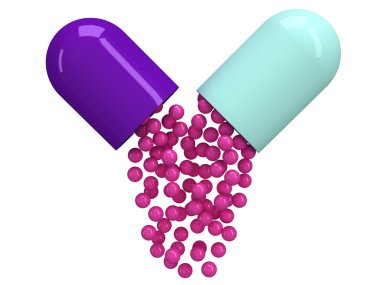 aperto la capsula pillola. 3D