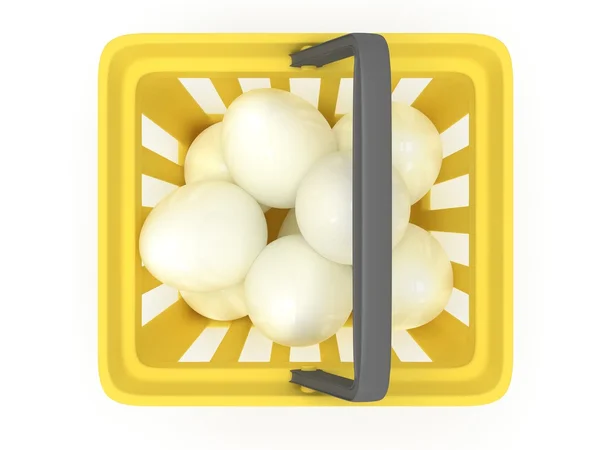 White eggs in shopping basket. 3D. — Stock Photo, Image