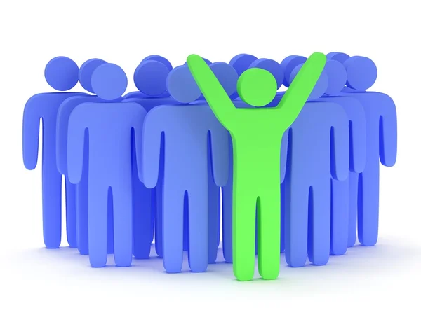 Gruppo di persone blu stilizzate con teamleader — Foto Stock
