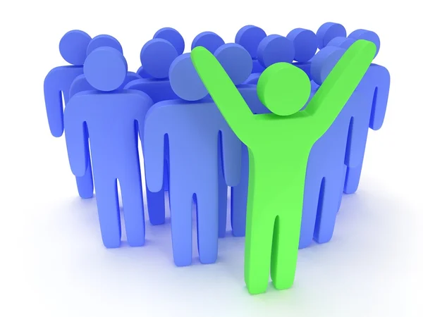 Group of stylized blue people with teamleader — Stock Photo, Image